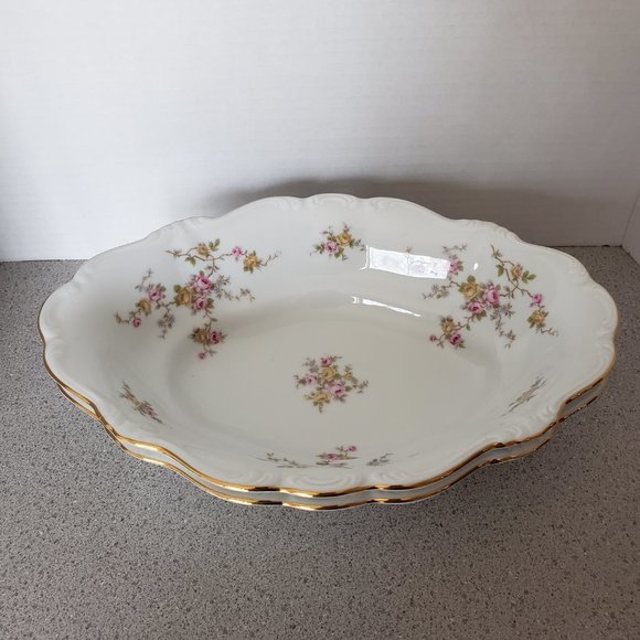 JOHANN HAVILAND Michele Oval Vegetable Bowl Flowers Pink Yellow - Picture 9 of 11